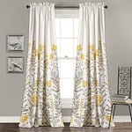 Lush Decor Ensemble de Panneau de Rideau de fenêtre, Jaune/Gris, 213,4 x 132,1 cm + 5,1 cm