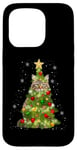 Coque pour iPhone 15 Pro Cat Maine Coon Sapin de Noël pour les amoureux des chats