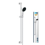 GROHE Vitalio Start 110 - Shower Set (Round 11 cm Hand Shower 1 Spray: Rain, Anti-Limescale System, Shower Hose 1.75 m, Rail 90 cm, Water Saving), Easy to Fit with GROHE QuickGlue, Chrome, 26953001
