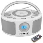 WISCENT CD Radio Portable CD Player Boombox with Bluetooth,FM Radio,CD-MP3/CD-R/CD-RW Compatible,USB Port, 3.5mm AUX Input, Headphone Jack, Mains or Battery CD Music Player