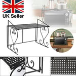 2 Tier Black Iron Microwave oven Rack Stand Storage Holder Kitchen Corner Shelf