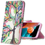 MRSTER Coque Samsung Galaxy S21+ Housse, Bookstyle Étui Motif Coloré Imprimé Housse PU Etui en Cuir Portefeuille de Protection Etui à Rabat pour Samsung Galaxy S21 Plus 5G. BF Tree of Life