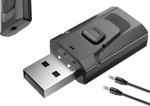 USB Bluetooth 5.0 Adaptateur 4 en 1 émetteur Audio stéréo sans Fil Adaptateur récepteur avec 3,5 mm Aux à Bord Ordinateur AUX Télévision Haut-Parleur Système Audio à Domicile(Q669)