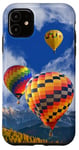 iPhone 11 Colorful Hot Air Balloon Festival Mountains Sky Heart Clouds Case