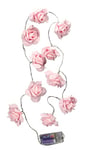 Flair Flower Guirlande de Roses LED en Plastique Rose 100 x 6 x 6 cm