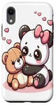 Coque pour iPhone XR Adorable panda et ours en peluche câlins style kawaii