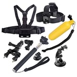 XIAODUAN-Accessory kit YKD -136 8 in 1 Chest Strap + Head Strap + Bike Handlebar Holder + Suction Cup Mount Holder + Extendable Handle Monopod + Floating Handle Grip Set for GoPro NEW HERO /HERO6 / 5