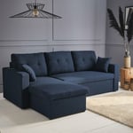 Canapé d'angle convertible en tissu - ida - 3 places. fauteuil d'angle réversible coffre rangement lit modulable Polyester Bleu