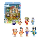 Bluey BLY73000 Lot de 8 Figurines articulées avec Amis préparés pour Aller d'aventure, poupées de la série pour Enfants, augmentez Votre Collection avec ce Pack célèbre