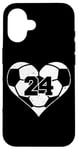 iPhone 16 Soccer Number 24 Jersey Funny Soccer Heart Game Day Case