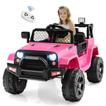 GOPLUS Voiture Electrique Enfant 12V avec Télécommande 2,4G, Quad 4x4 Electrique Enfants avec Klaxon et Musique et Vitesse 2,5-4,5KM/H,Charge 30KG pour Enfants 3-8 Ans (Rose)