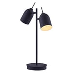 VERSANORA Teamson Home Adjustable Standing Desk Lamp with Double Spotlight, Table Lamp Desk Lamp, Desk Light, Tabletop, Black Finish for Living Room or Office