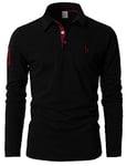 STTLZMC Mens Long Sleeve Giraffe Tennis Polo Shirts,Black,XXL