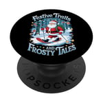 Festive Sentiers Frosty Tales Santa Christmas en raquettes PopSockets PopGrip Adhésif