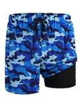 AI'MAGE Short de bain 2 en 1 pour homme avec poches, camouflage, XL