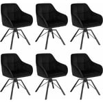 Woltu - Chaise Pivotante à 360°, Lot de 6, Chaise Salle à Manger Scandinave, Fauteuil de Cuisine en Velours, Noir