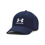 Under Armour Lockup Adj Casquette avec Fermeture réglable, Casquette de Sport Confortable pour Hommes, Bleu Marine/Blanc