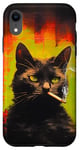 iPhone XR Black Cat Smoking A Cigarette Vintage Halloween Kitten Case