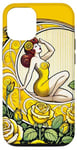 Coque pour iPhone 14 Rose jaune Pinup Girl Illustration Roses Jardin Art