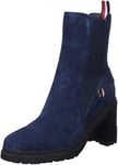 Tommy Hilfiger Bottines Femme Outdoor High Heel Boot en Daim, Bleu (Desert Sky), 41 EU