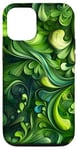 iPhone 15 Aesthetic Green Nature Plants Swirling Pattern Case