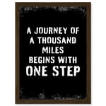 A Journey Of A Thousand Miles Begins With One Step Inspirational Positive Motivational Gym Workout Living Room Typography Artwork Framed Wall Art Prin