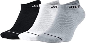 NIKE Men U J EVERYDAY MAX NS 3PR Socks - Black/White/Wolf Grey, Large