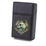 Etui Boite en Cuir Paquet De Cigarette Noir Crane Jaune