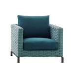 B&B Italia - Ray Outdoor Fabric Armchair RF85, Blue Interlacing, Fabric Outdoor 02, Super Scirocco 280 - Utomhusfåtöljer