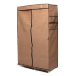 Armoire de Rangement Multifonction Pliante pour vêtements Anti-poussière, Armoire étanche à l'humidité, Cadre en Acier Inoxydable, Armoire en Tissu Non tissé, Marron