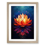 Lotus Flower Constructivism No.4 Framed Wall Art Print, Ready to Hang Picture for Living Room Bedroom Home Office, Oak A2 (48 x 66 cm)