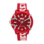 Diesel Watch for Men, Solar Powered Three Hand Movement, 48 mm Red Castor Oil Case with a Pro-Planet Textile Strap, DZ4620