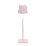 Zafferano, Lampe Poldina Micro, Lampe de Table Rechargeable et Sans Fil avec Contrôle Tactile, Adaptée pour le Salon et l'Extérieur, Dimmer 2200-3000 K, Hauteur 27,5 cm, Couleur Rose