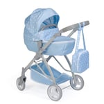 JC Toys - Chariot Pliable pour poupées jusqu'à 45 cm, Panier, Capote, Sac de Marche, Guidon réglable, nacelle Amovible, idéal pour Jouer et se Promener, Bleu, conçu par Berenguer Boutique, +3 Ans