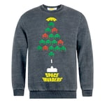 Space Invaders Unisex Adults Christmas Tree Burnout Sweatshirt - S