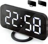 Réveil Digital Horloge avec 2 Ports De Charge USB,Réveils Électroniques Numérique à Grand écran De 7"",Fonction Snooze,12/24H,Variateur Automatique/Manuel,Mode Nuit (Noir)