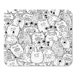 Mousepad Computer Notepad Office Halloween Funny Monsters for Coloring Book Black and White Page Scary Adult Alien Home School Game Player Computer Worker Inch