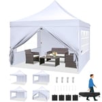 TOOLUCK Barnum Pliant 3x3m Tonnelle Pliante 3x3 Tonnelle de Jardin Exterieur Imperméable Professionnel Tente de Reception avec 4 Parois Latérales Tonnelle Tente UV 50+, Blanc