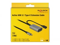 Delock - Usb-Forlengelseskabel - 24 Pin Usb-C (Hann) Til Power Dc Jack, Usb-Type A (Hunn) - Usb 3.1 Gen 1 - 5 M - Grå, Svart