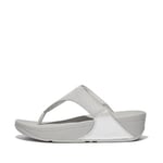 Fitflop Women's LULU SHIMMERLUX Toe-Post Sandals, Silver, 7 UK