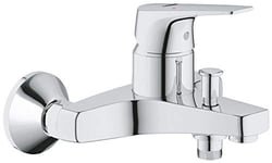 GROHE Start Flow – Exposed Wall Mounted 1 Metal Lever Bath Mixer Tap (Automatic Bath/Shower Diverter, 46 mm Ceramic Cartridge, Integrated Non-Return Valve, Metal Wall escutcheons), Chrome, 23772000
