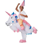 dressforfun 302350 - Déguisement unisexe de Licorne gonflable, Costume de Licorne coloré avec Chapeau pointu rose