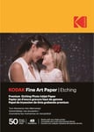 KODAK Fine Art Paper/Etching - Pack de 50 feuilles de papier photo haut de gamme texturé - Format 10 x 15 cm (A6) - Finition mate effet gravure - 210 gsm - Compatible toute imprimante jet d'encre