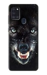 Black Wolf Blue Eyes Face Case Cover For Samsung Galaxy A21s