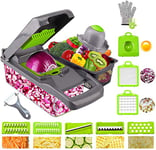 Ram® Mandoline 13 in 1 Vegetable Slicer Food Cutter and Shredder Food Dicer Interchangeable Blades Grater, Chopper, Food Container All in ONE Slicer