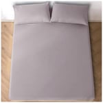 GC GAVENO CAVAILIA Housse uni Facile d'entretien, draps de lit Super Doux, taies d'oreiller en Polycoton, Gris, 4Ft Double