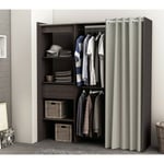 Armoire/Placard extensible SEATTLE avec rideau chêne vulcano - Marron