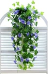 Daluo New Arrival 2 nippua Keinotekoiset viiniköynnökset 35,4" Morning Glory Riippuvat kasvit Silkkiseppele Fake Green Plant Kotipuutarha Seinä Aita Portaikko Ulkoilu Häät Riippuvat korit Sisustus (sininen, 2)