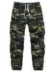 APTRO Cargo Combat Trousers for Men UK Camo Tactical Mens Trousers Work Trousers Cotton Joggers with Multiple Pockets Green Camouflage S