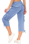 MoFiz Ladies Cropped Trousers Women Casual Work Crop Capri Pants 3/4 Length Trousers Outdoor Walking Hiking Capris Pants Pockets Light-Blue Size 3XL